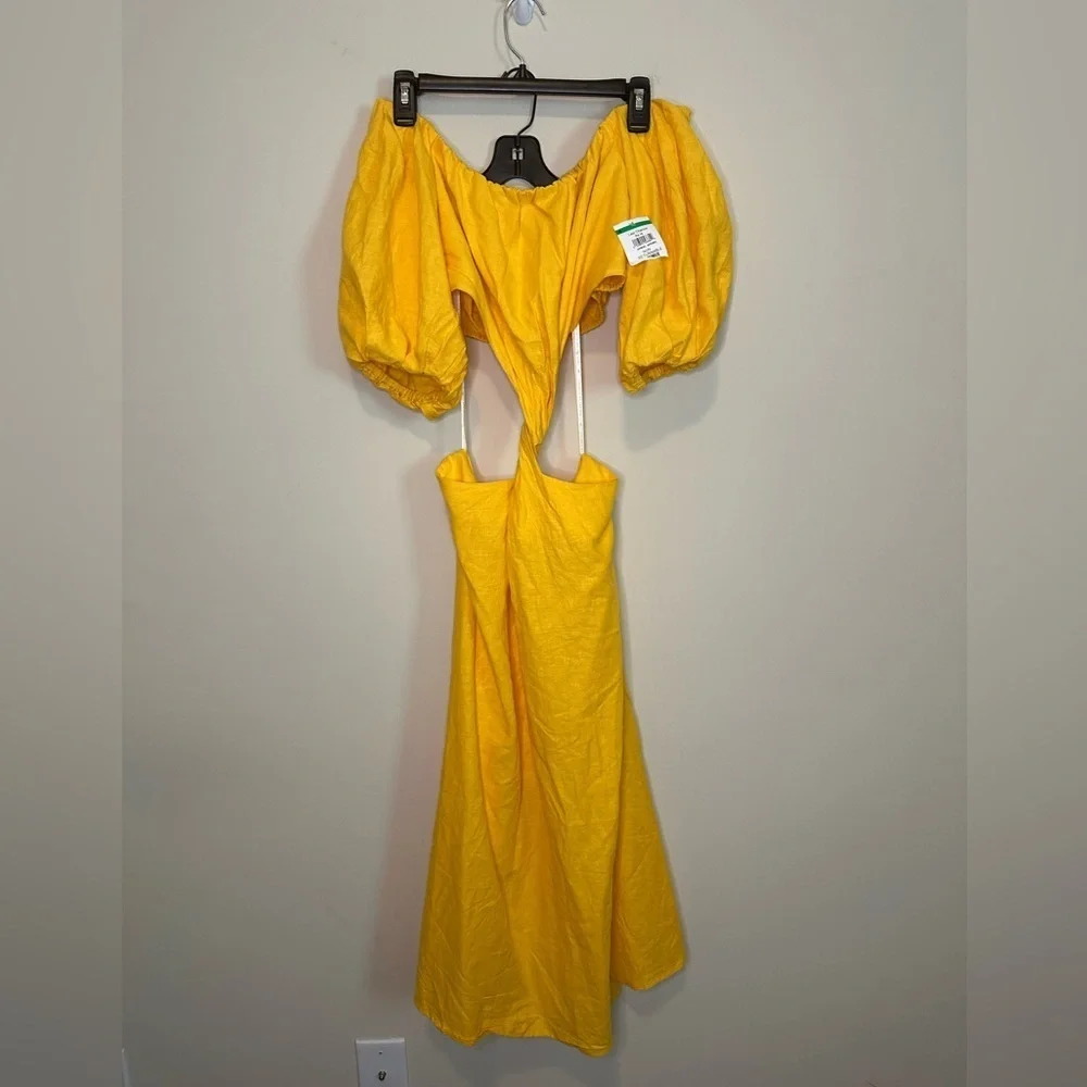 NWT FARM Rio Off Shoulder Twist Front Linen Blend Dress Size Small - Picture 5 of 14